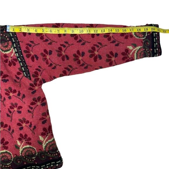 Icelandic Design Full Zip Jacket Wool 3D Knit Textured Floral Vintage Lined L - Picture 16 of 16